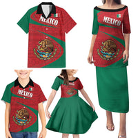 Mexico Coat Of Arms Family Matching Puletasi and Hawaiian Shirt With Folk Pattern - Wonder Print Shop