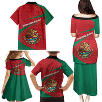 Mexico Coat Of Arms Family Matching Puletasi and Hawaiian Shirt With Folk Pattern - Wonder Print Shop