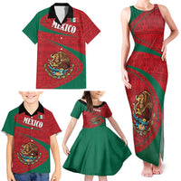 Mexico Coat Of Arms Family Matching Tank Maxi Dress and Hawaiian Shirt With Folk Pattern - Wonder Print Shop