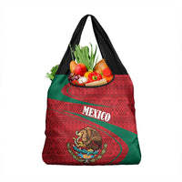 Mexico Coat Of Arms Grocery Bag With Folk Pattern