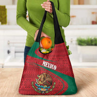 Mexico Coat Of Arms Grocery Bag With Folk Pattern