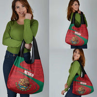 Mexico Coat Of Arms Grocery Bag With Folk Pattern