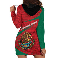 Mexico Coat Of Arms Hoodie Dress With Folk Pattern - Wonder Print Shop