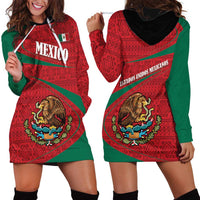 Mexico Coat Of Arms Hoodie Dress With Folk Pattern - Wonder Print Shop