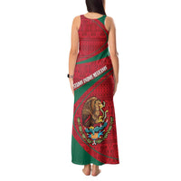Mexico Coat Of Arms Tank Maxi Dress With Folk Pattern - Wonder Print Shop