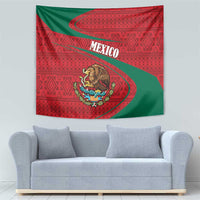 Mexico Coat Of Arms Tapestry With Folk Pattern - Wonder Print Shop