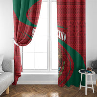 Mexico Coat Of Arms Window Curtain With Folk Pattern - Wonder Print Shop