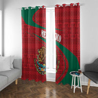 Mexico Coat Of Arms Window Curtain With Folk Pattern - Wonder Print Shop