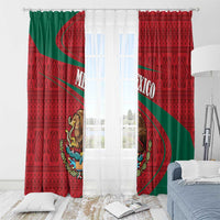 Mexico Coat Of Arms Window Curtain With Folk Pattern - Wonder Print Shop