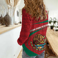 Mexico Coat Of Arms Women Casual Shirt With Folk Pattern - Wonder Print Shop