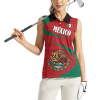 Mexico Coat Of Arms Women Sleeveless Polo Shirt With Folk Pattern - Wonder Print Shop
