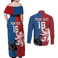 Custom British Lions Western Force Couples Matching Off Shoulder Maxi Dress and Long Sleeve Button Shirt Unique Style - Wonder Print Shop