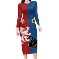 Custom British Lions Western Force Long Sleeve Bodycon Dress Unique Style - Wonder Print Shop