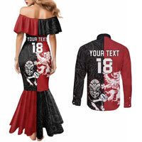 Custom British Lions New Zealand Couples Matching Mermaid Dress and Long Sleeve Button Shirt Unique Style - Wonder Print Shop