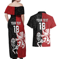 Custom British Lions New Zealand Couples Matching Off Shoulder Maxi Dress and Hawaiian Shirt Unique Style - Wonder Print Shop