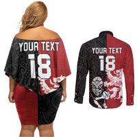 Custom British Lions New Zealand Couples Matching Off Shoulder Short Dress and Long Sleeve Button Shirt Unique Style - Wonder Print Shop