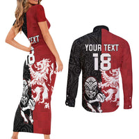 Custom British Lions New Zealand Couples Matching Short Sleeve Bodycon Dress and Long Sleeve Button Shirt Unique Style - Wonder Print Shop