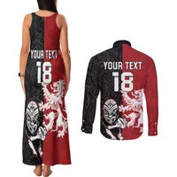 Custom British Lions New Zealand Couples Matching Tank Maxi Dress and Long Sleeve Button Shirt Unique Style - Wonder Print Shop