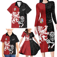 Custom British Lions New Zealand Family Matching Long Sleeve Bodycon Dress and Hawaiian Shirt Unique Style - Wonder Print Shop