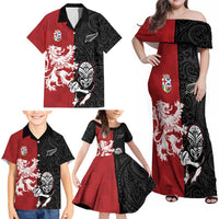 Custom British Lions New Zealand Family Matching Off Shoulder Maxi Dress and Hawaiian Shirt Unique Style - Wonder Print Shop