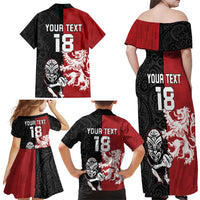 Custom British Lions New Zealand Family Matching Off Shoulder Maxi Dress and Hawaiian Shirt Unique Style - Wonder Print Shop