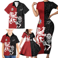 Custom British Lions New Zealand Family Matching Short Sleeve Bodycon Dress and Hawaiian Shirt Unique Style - Wonder Print Shop