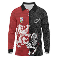 Custom British Lions New Zealand Long Sleeve Polo Shirt Unique Style - Wonder Print Shop