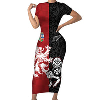 Custom British Lions New Zealand Short Sleeve Bodycon Dress Unique Style - Wonder Print Shop