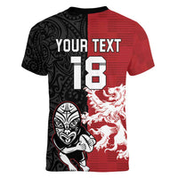 Custom British Lions New Zealand Women V-Neck T-Shirt Unique Style - Wonder Print Shop