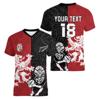 Custom British Lions New Zealand Women V-Neck T-Shirt Unique Style - Wonder Print Shop