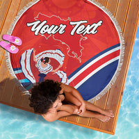 Personalized Costa Rica Independence Day Since 1821 Beach Blanket Folk Dancer with Folk Art Pattern - Wonder Print Shop