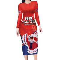 Personalized Costa Rica Independence Day Since 1821 Family Matching Long Sleeve Bodycon Dress and Hawaiian Shirt Folk Dancer with Folk Art Pattern - Wonder Print Shop