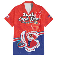 Personalized Costa Rica Independence Day Since 1821 Family Matching Off The Shoulder Long Sleeve Dress and Hawaiian Shirt Folk Dancer with Folk Art Pattern - Wonder Print Shop