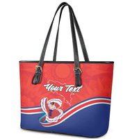 Personalized Costa Rica Independence Day Since 1821 Leather Tote Bag Folk Dancer with Folk Art Pattern - Wonder Print Shop