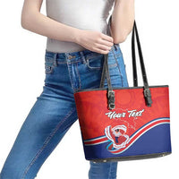 Personalized Costa Rica Independence Day Since 1821 Leather Tote Bag Folk Dancer with Folk Art Pattern - Wonder Print Shop