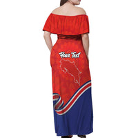 Personalized Costa Rica Independence Day Since 1821 Off Shoulder Maxi Dress Folk Dancer with Folk Art Pattern - Wonder Print Shop