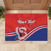 Personalized Costa Rica Independence Day Since 1821 Rubber Doormat Folk Dancer with Folk Art Pattern - Wonder Print Shop