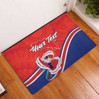 Personalized Costa Rica Independence Day Since 1821 Rubber Doormat Folk Dancer with Folk Art Pattern - Wonder Print Shop