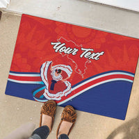 Personalized Costa Rica Independence Day Since 1821 Rubber Doormat Folk Dancer with Folk Art Pattern - Wonder Print Shop