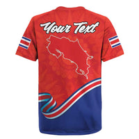 Personalized Costa Rica Independence Day Since 1821 Rugby Jersey Folk Dancer with Folk Art Pattern - Wonder Print Shop