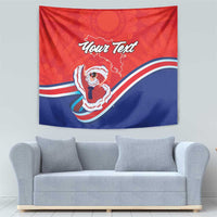 Personalized Costa Rica Independence Day Since 1821 Tapestry Folk Dancer with Folk Art Pattern - Wonder Print Shop