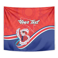 Personalized Costa Rica Independence Day Since 1821 Tapestry Folk Dancer with Folk Art Pattern - Wonder Print Shop