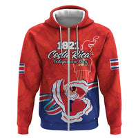 Personalized Costa Rica Independence Day Since 1821 Zip Hoodie Folk Dancer with Folk Art Pattern - Wonder Print Shop