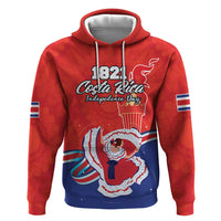 Personalized Costa Rica Independence Day Since 1821 Zip Hoodie Folk Dancer with Folk Art Pattern - Wonder Print Shop