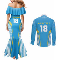 Custom Saint Lucia Kings Cricket Couples Matching Mermaid Dress and Long Sleeve Button Shirt Beinspired Go Champion - Wonder Print Shop