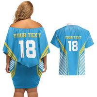 Custom Saint Lucia Kings Cricket Couples Matching Off Shoulder Short Dress and Hawaiian Shirt Beinspired Go Champion - Wonder Print Shop