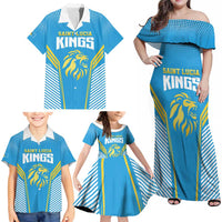 Custom Saint Lucia Kings Cricket Family Matching Off Shoulder Maxi Dress and Hawaiian Shirt Beinspired Go Champion - Wonder Print Shop