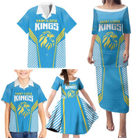 Custom Saint Lucia Kings Cricket Family Matching Puletasi and Hawaiian Shirt Beinspired Go Champion - Wonder Print Shop