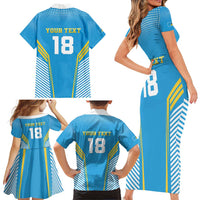 Custom Saint Lucia Kings Cricket Family Matching Short Sleeve Bodycon Dress and Hawaiian Shirt Beinspired Go Champion - Wonder Print Shop