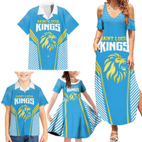 Custom Saint Lucia Kings Cricket Family Matching Summer Maxi Dress and Hawaiian Shirt Beinspired Go Champion - Wonder Print Shop